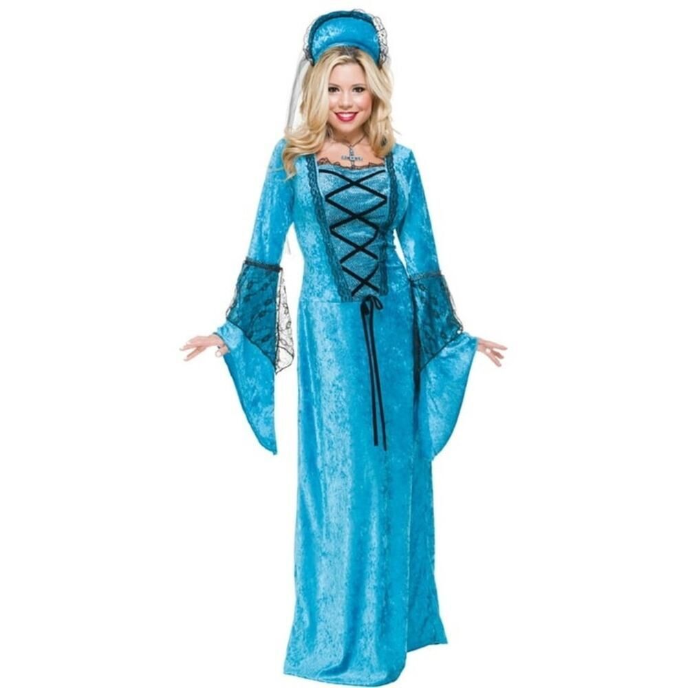 Ren Faire Queen Costume Blue Velvet Gown Dress Renaissance  NEW IN PACKAGE - Picture 16 of 16